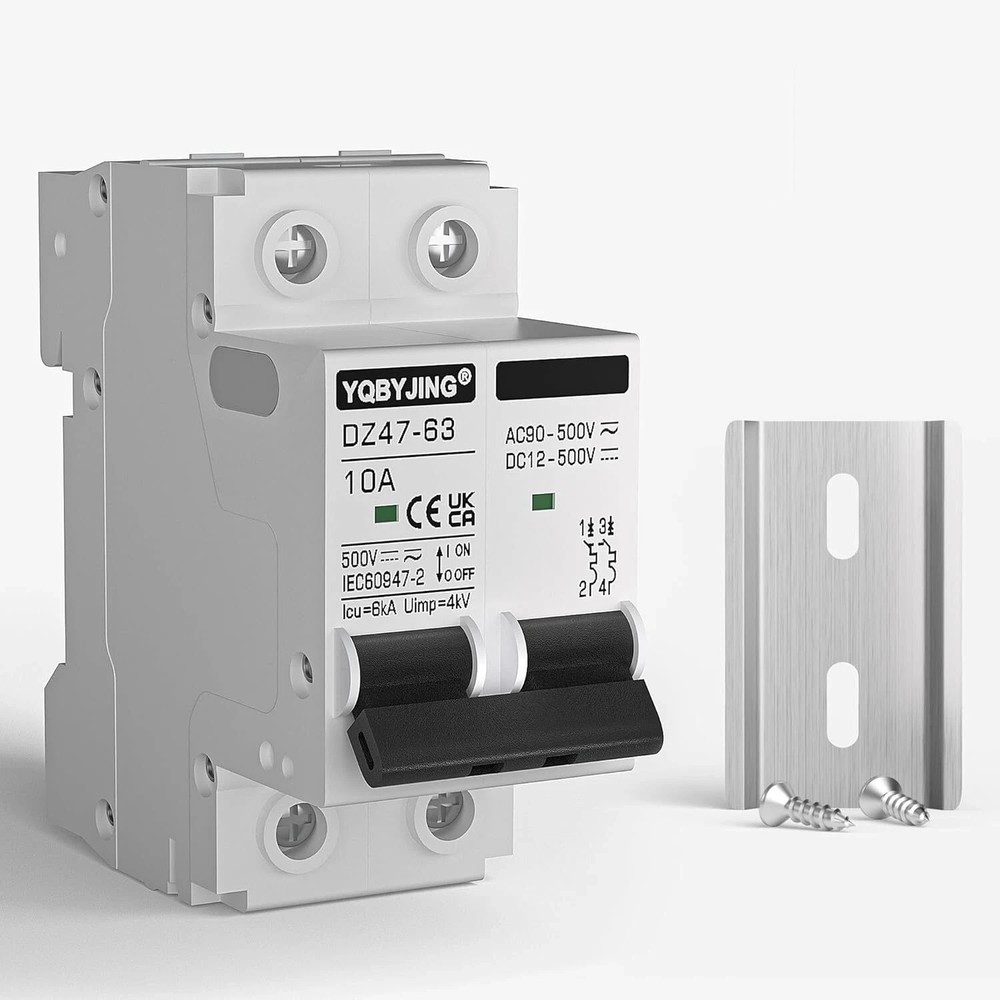 DC Circuit Breaker 10 Amp Solar Panel Disconnect Switch 12V-500V 2 Poles