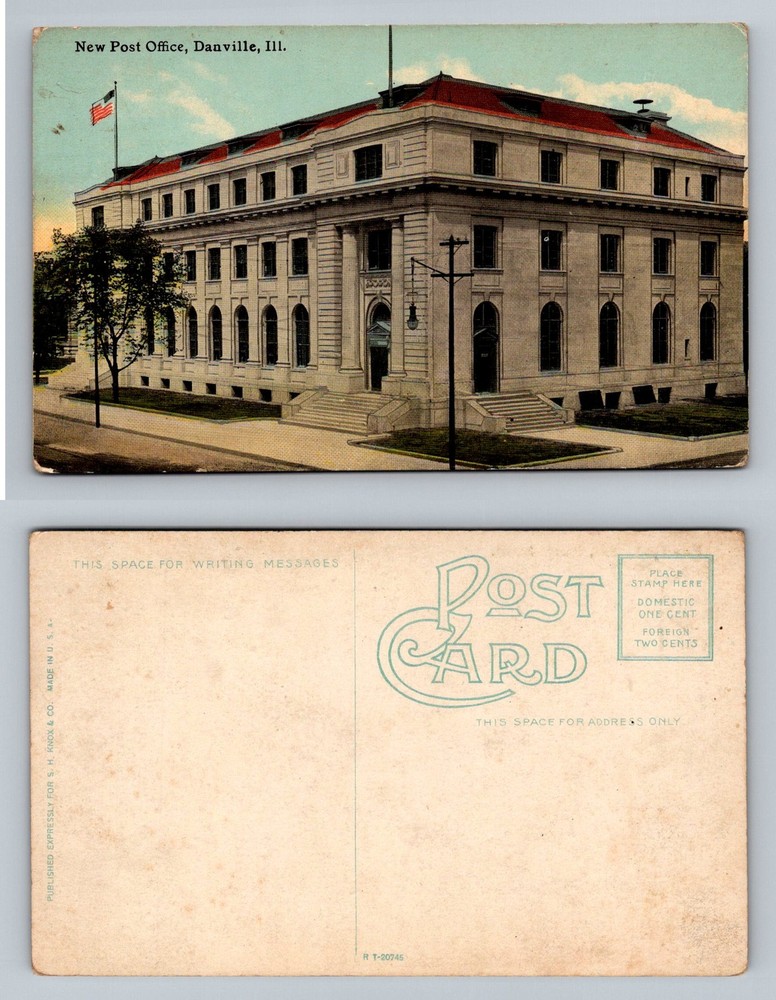 Danville, IL-Illinois, New Post Office Building Street View Vintage Postcard