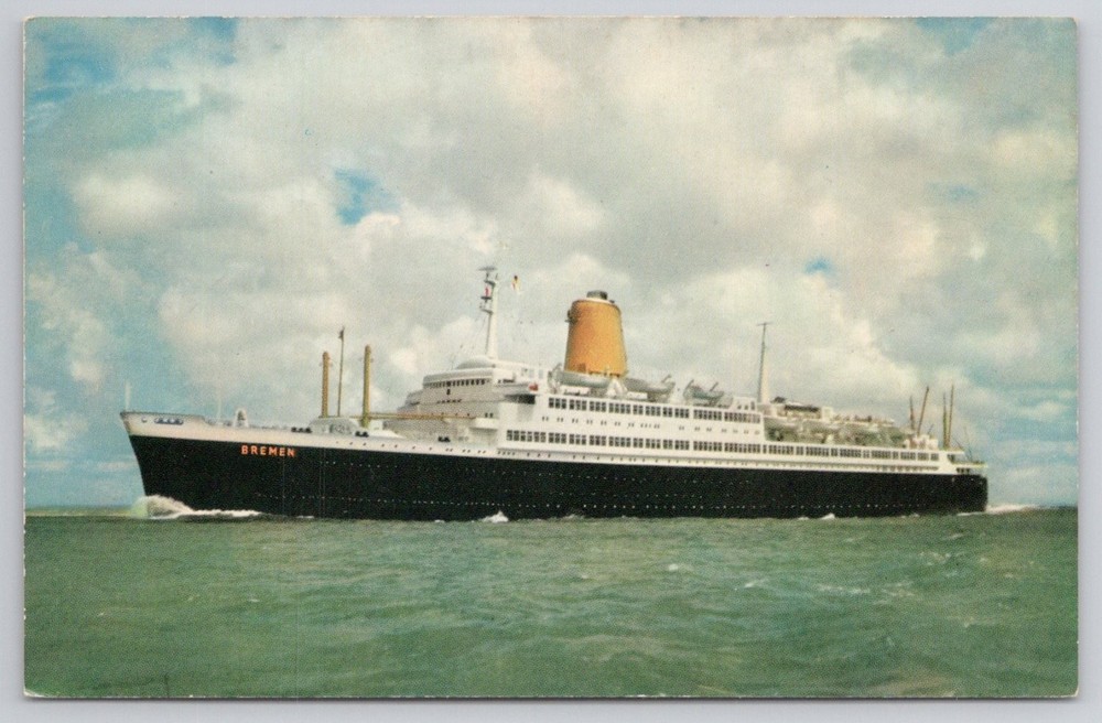 TS Bremen Ocean Liner Ship Postcard North German Lloyd Flagship Western Germany