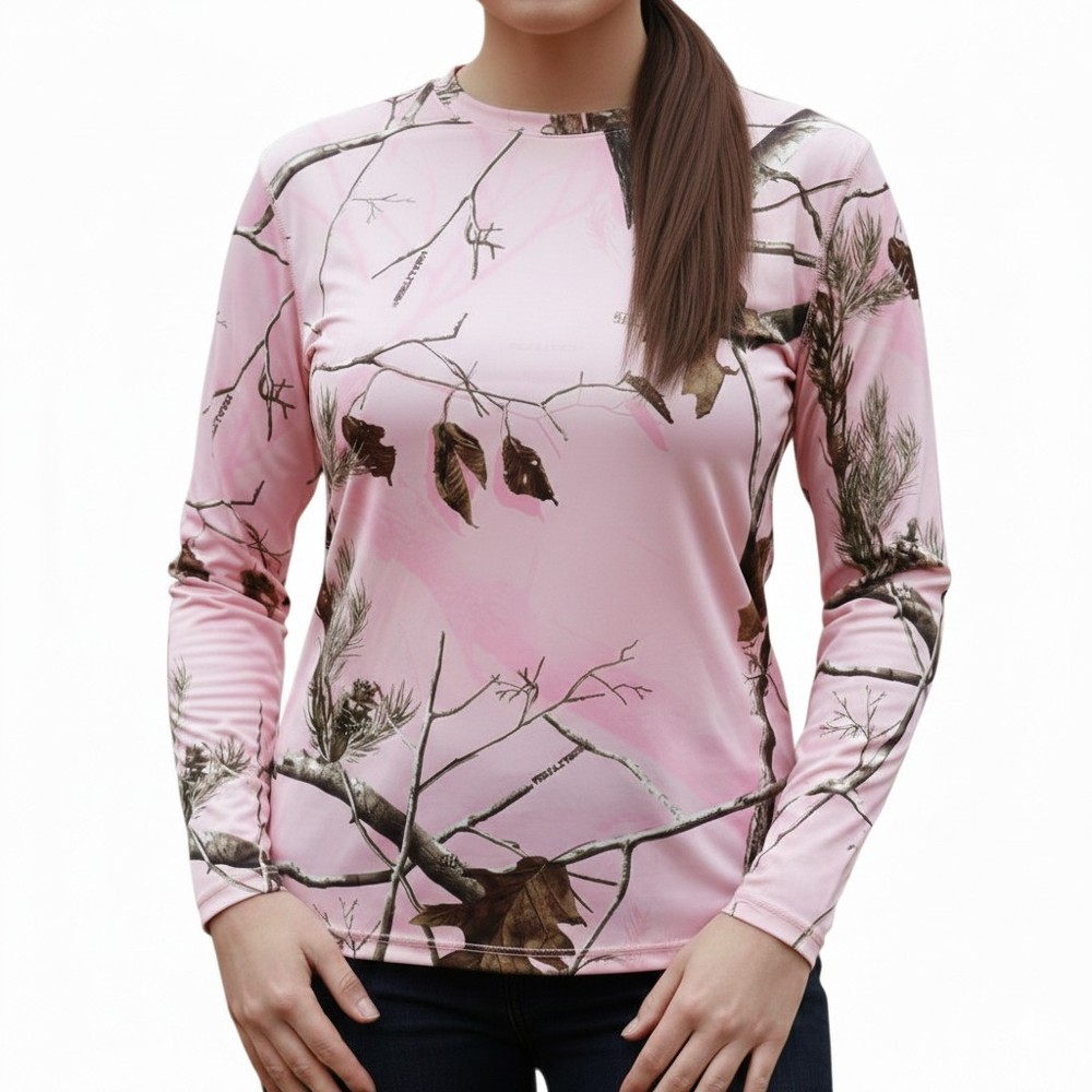 RealTree Pink Camo Top Womens L Long Sleeve Hunting Fishing Camping Cabincore