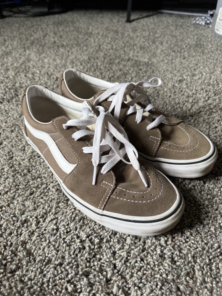 VANS Old Skool Brown Canvas Lace Up Men's Sneakers White Stripe