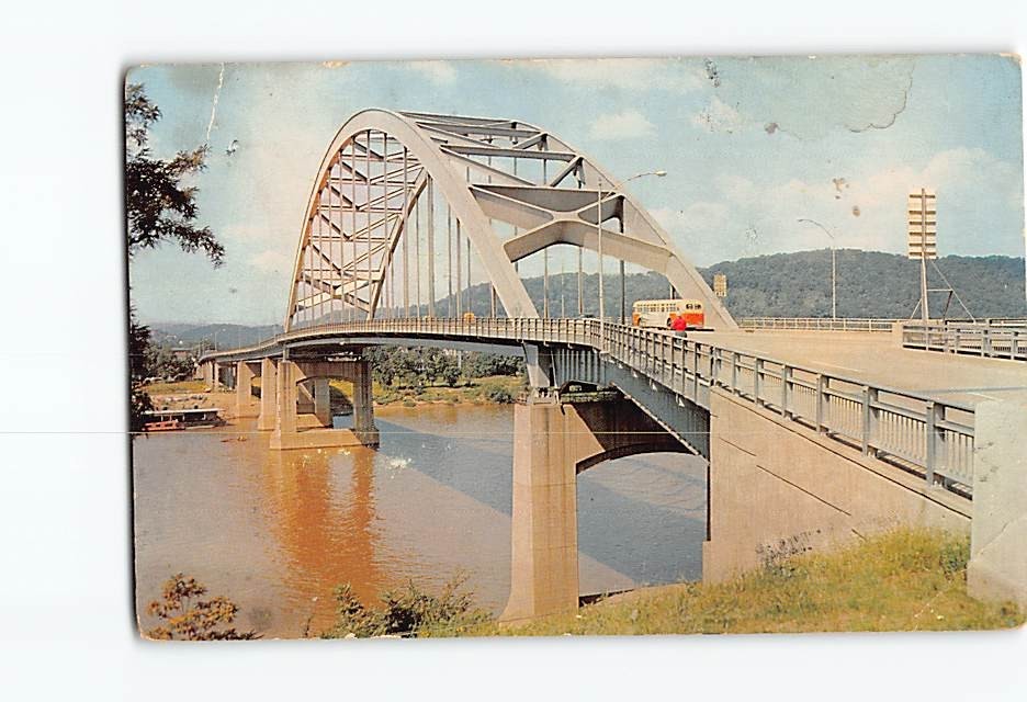 Postcard Fort Henry Bridge Ohio River at Wheeling West Virginia USA