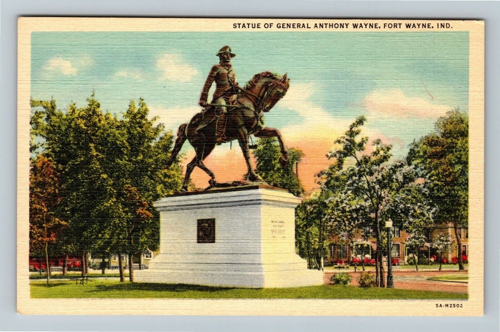 Fort Wayne IN-Indiana, Statue General Anthony Wayne, Vintage Postcard