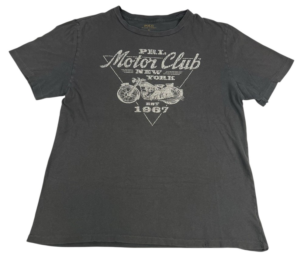 Distressed Polo Ralph Lauren Mens Size Large Motor Club New York 1967 Black