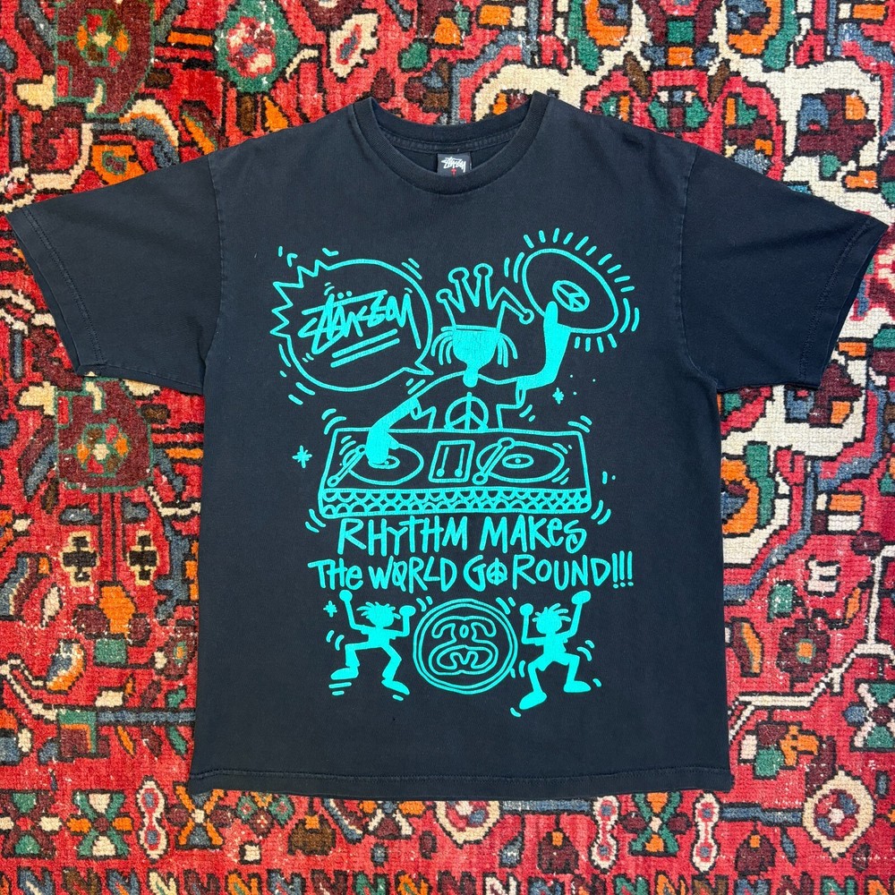 2000s Stussy Rhythm DJ Graphic Tee L
