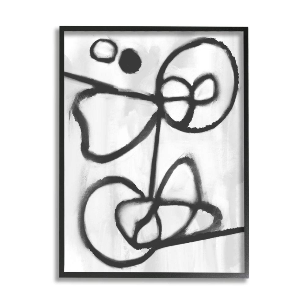 Abstract Linework Organic Shapes White Daphne Polselli Black Framed Wall Art,...