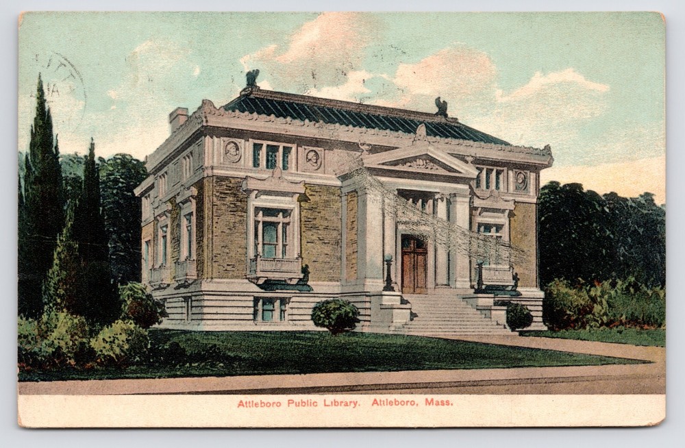 Attleboro Public Library Exterior Attleboro Massachusetts MA c1908 Postcard