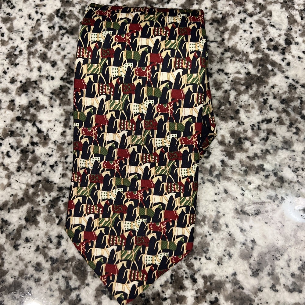 Knock-off GIORGIO ARMANI Necktie Equestrian Jockey Horses 100% Silk Handmade