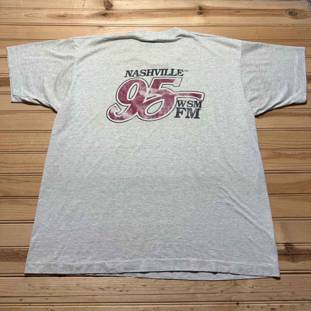 Vintage 80s Nashville 95 WSM FM Radio Station Graphic Promo T-Shirt USA Made XXL