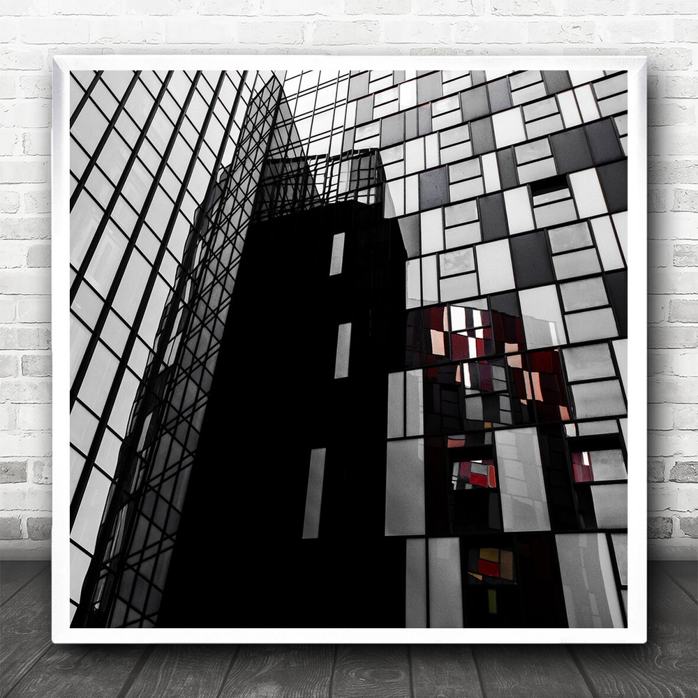 Abstract Glass Building Windows Geometric Shapes Square Wall Art Print