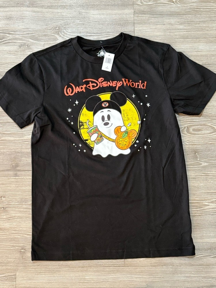 Disney Parks 2025 Halloween Mickey Mouse Ghost Pumpkin Adult Sweatshirt T-shirt