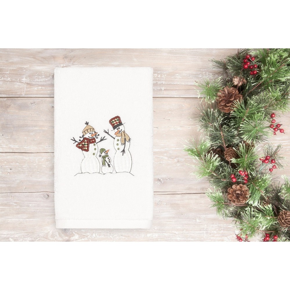 Authentic Turkish Cotton Snowmen Hand Towels in White and Brown for Hotels and Spas