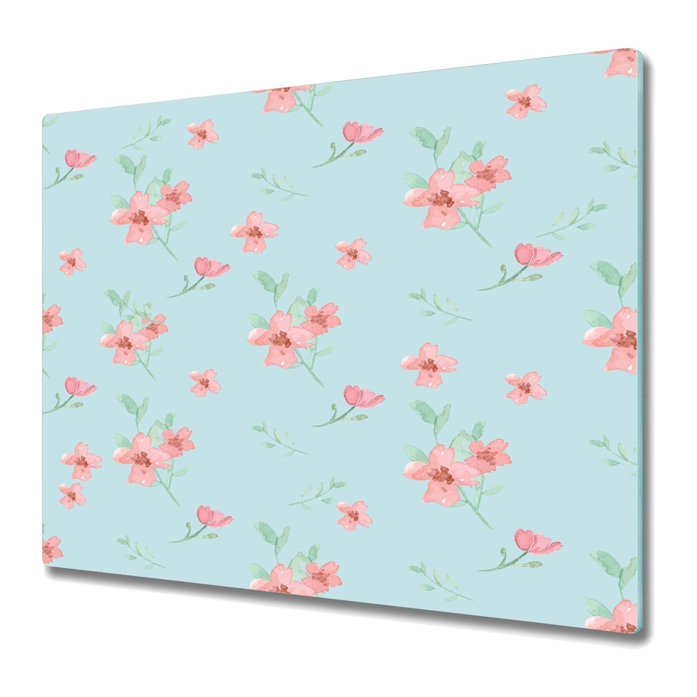 Serving Chopping Board Glass Cover Floral flowers abstract painting 60x52