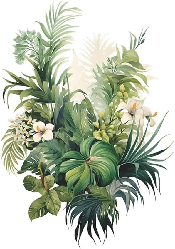 Green Plants Flower Wall Decals Peel and Stick Vinyl Multi