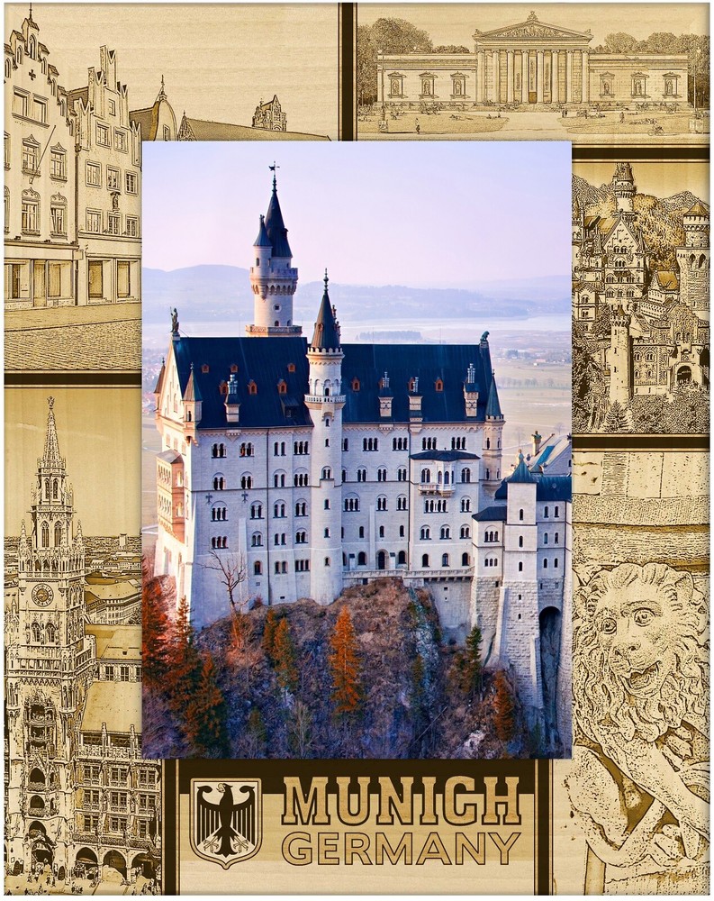 Munich Germany Laser Engraved Wood Picture Frame Portrait (4 x 6)