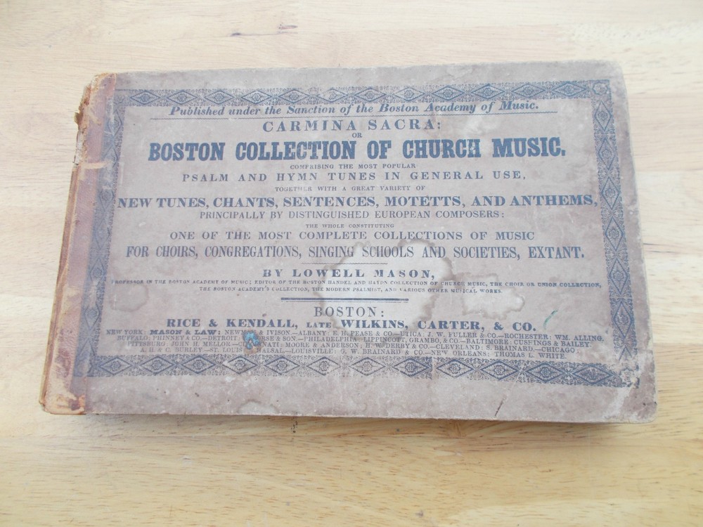 vtg 1800s 1854 Carmina Sacra BOSTON Academy of Church Music book hymns hymnal-image