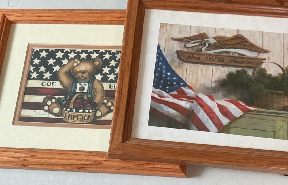 Framed Prints Home & Garden Party Patriotic Bear by Laurie Korsgaden,   Set of 2