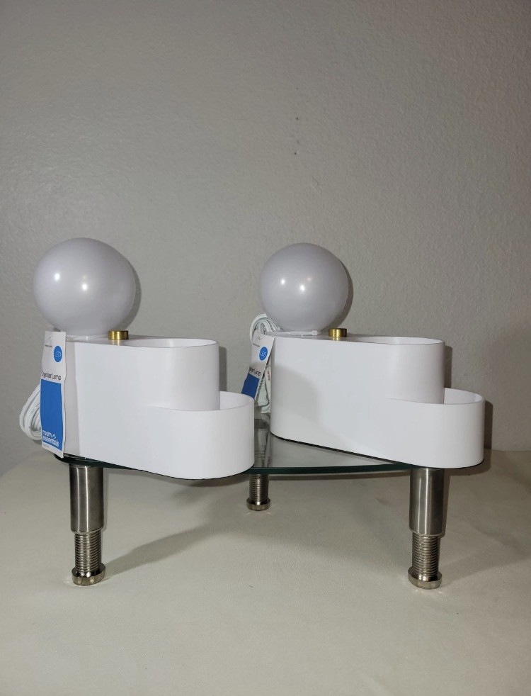 Room Essentials Globe Light Touch White Organizer Novelty Table Lamp Set Of 2