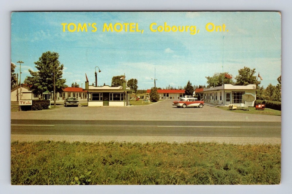 Cobourg Ontario-Canada, Tom's Motel, Advertising, Vintage c1966 Postcard