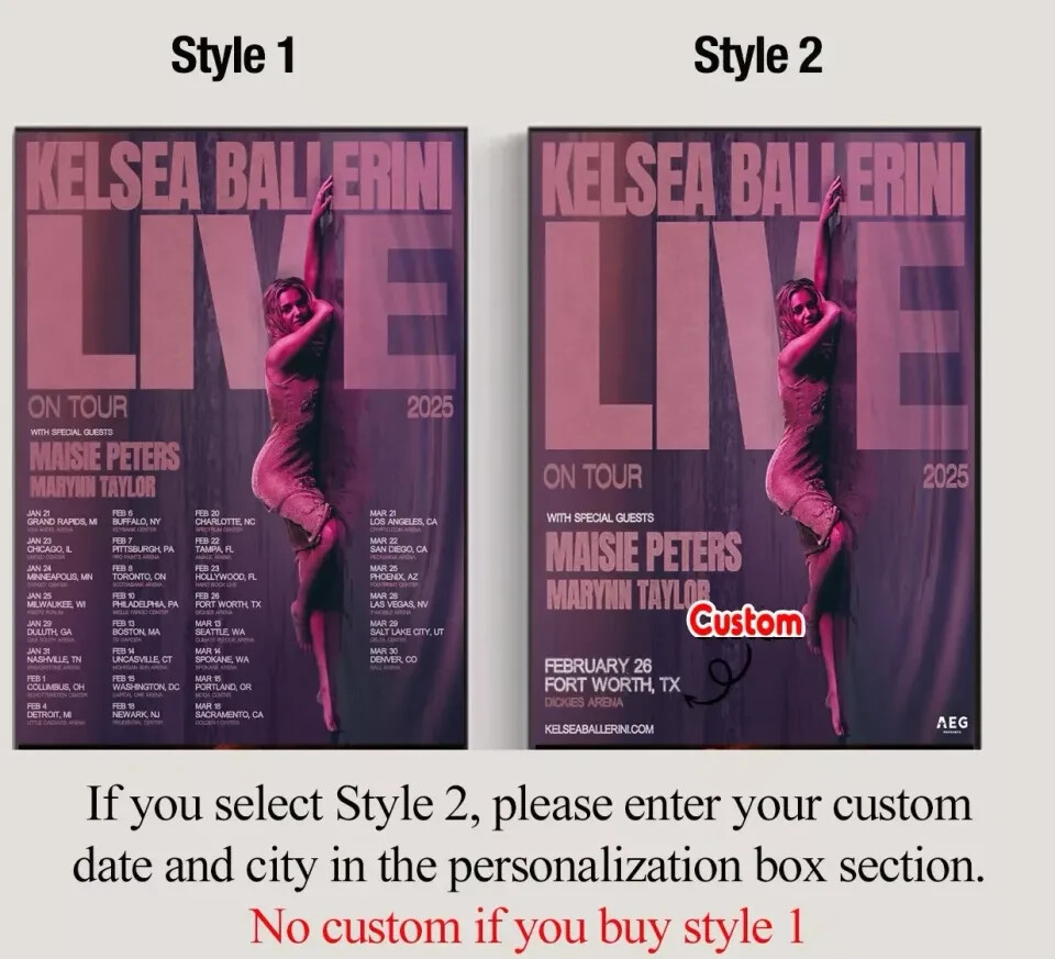 Kelsea Ballerini 2025 Tour Poster - Poster Wall Decor No Frame