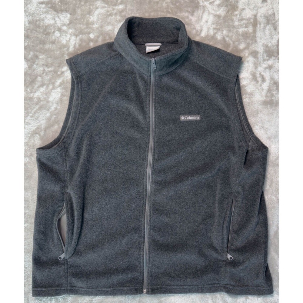 Columbia Men's XXL Benton Springs Full-Zip Fleece Vest in Gray – Warm & Cozy Outerwear