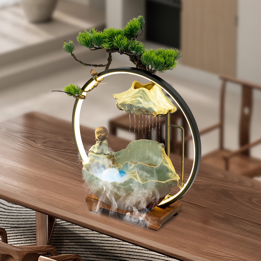 Corded Electric Desktop Fountain with Water Pump Home Decor Indoor Ornament US~