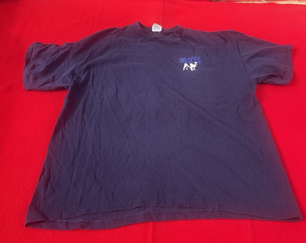 Big Dogs Men's XL Blue Double-Sided Graphic Logo Crew Neck Cotton T-Shirt