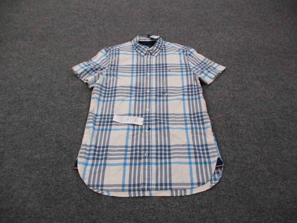 Tommy Hilfiger Shirt Mens L Colorful Plaid Business Classic Preppy Collar NEW