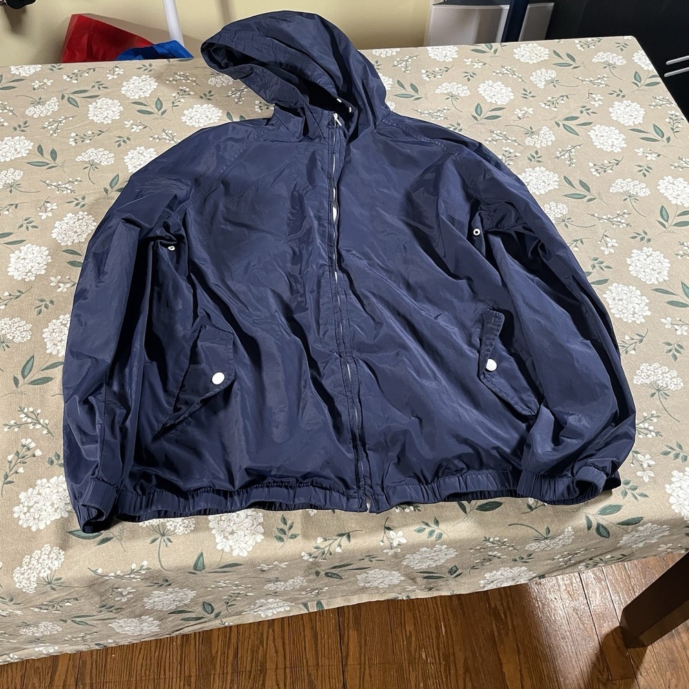 The Original Ben Sherman Mens Large Blue Zip Rain Jacket Windbreaker Streetwear