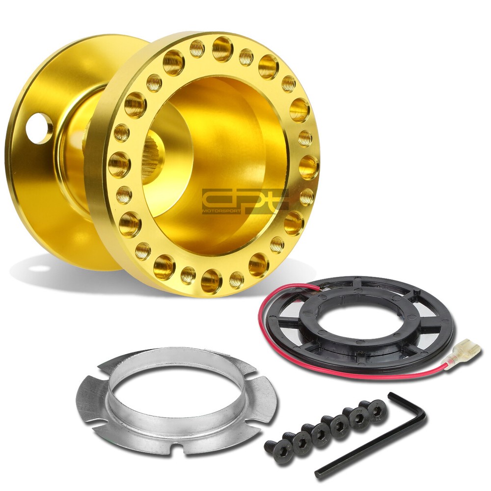 Fit 90-93 Accord 92-96 Prelude Gold Aluminum Steering Wheel 6-Hole Hub Adaptor