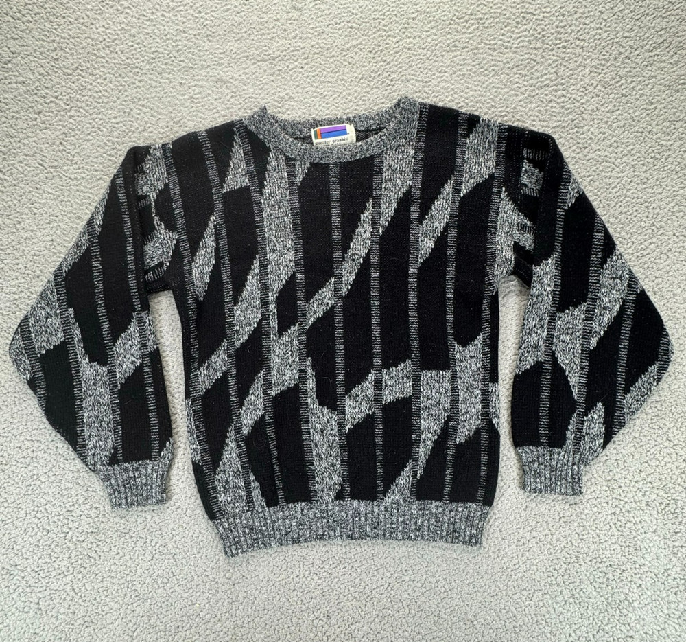 Vintage 90s Sweater Graphix Coogi Style Abstract Geometric Mens M Grandpacore-image