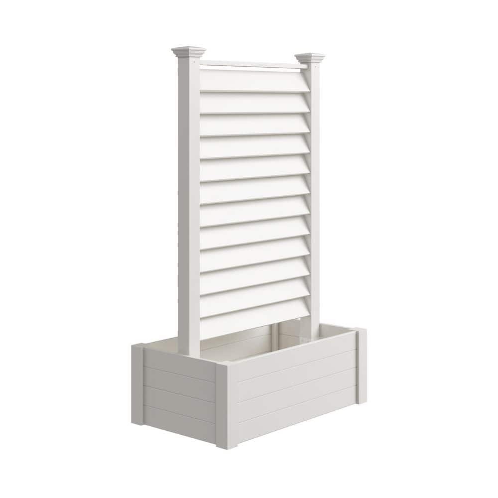Lexington 6ft.x3.6ft.x2ft.White Freestanding Vinyl Louvered Flat Top Privacy Fen