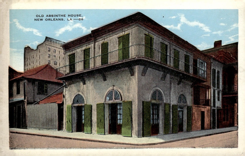 1940s Old Absinthe House New Orleans Louisiana French Quarter Linen Postcard-image