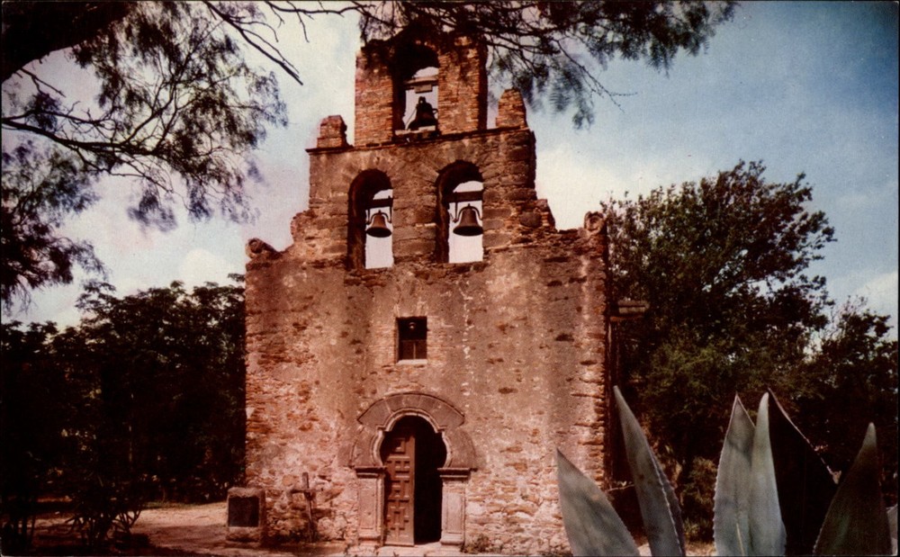 Mission San Francisco de la Espada San Antonio Texas vintage postcard x805