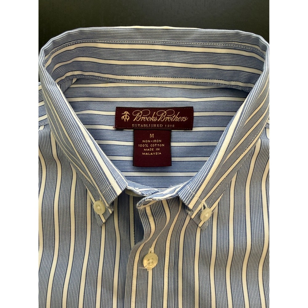 Brooks Brothers Boys Striped Oxford Shirt Size M (10-12) Blue/White Non-Iron