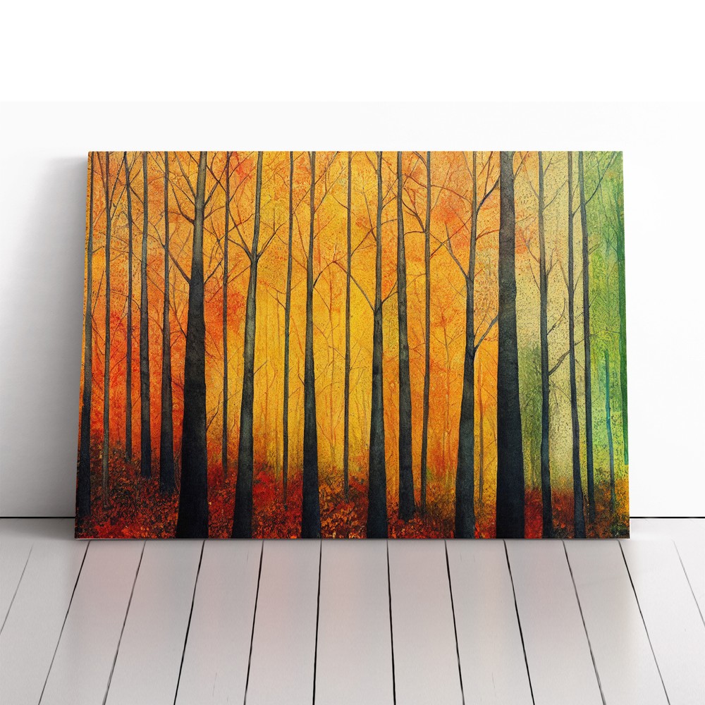 Autumn Forest In Abstract Vol.3 Canvas Wall Art Print Framed Picture Home Decor-image