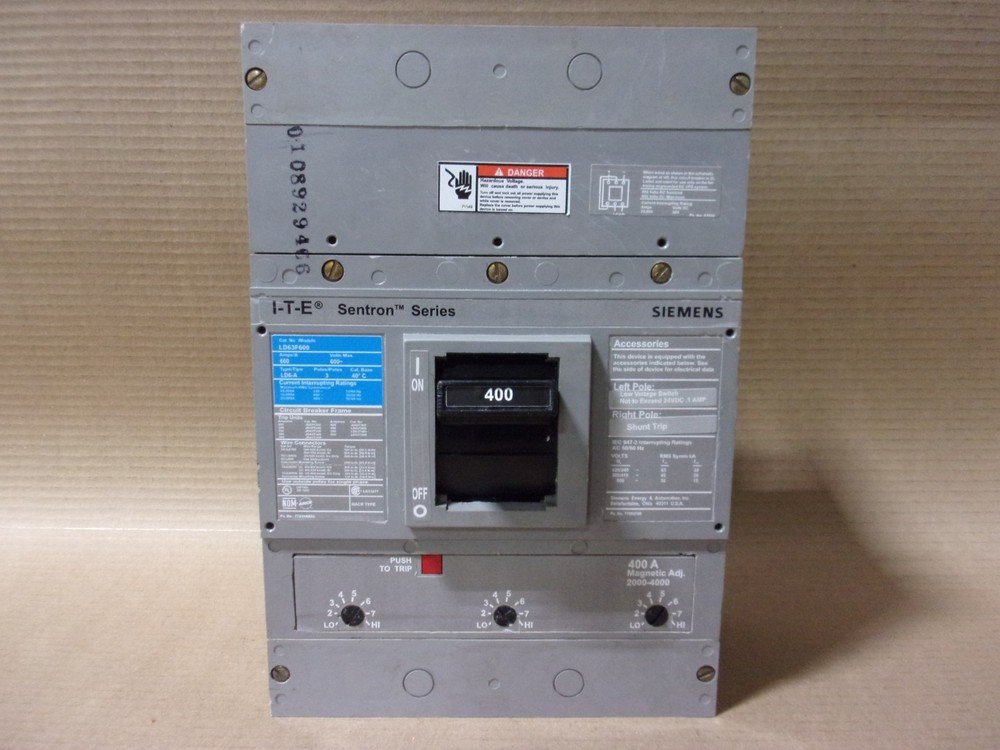 Siemens LDLD63F600 3 Pole 400 Amp Trip 600V Circuit Breaker LD63B400