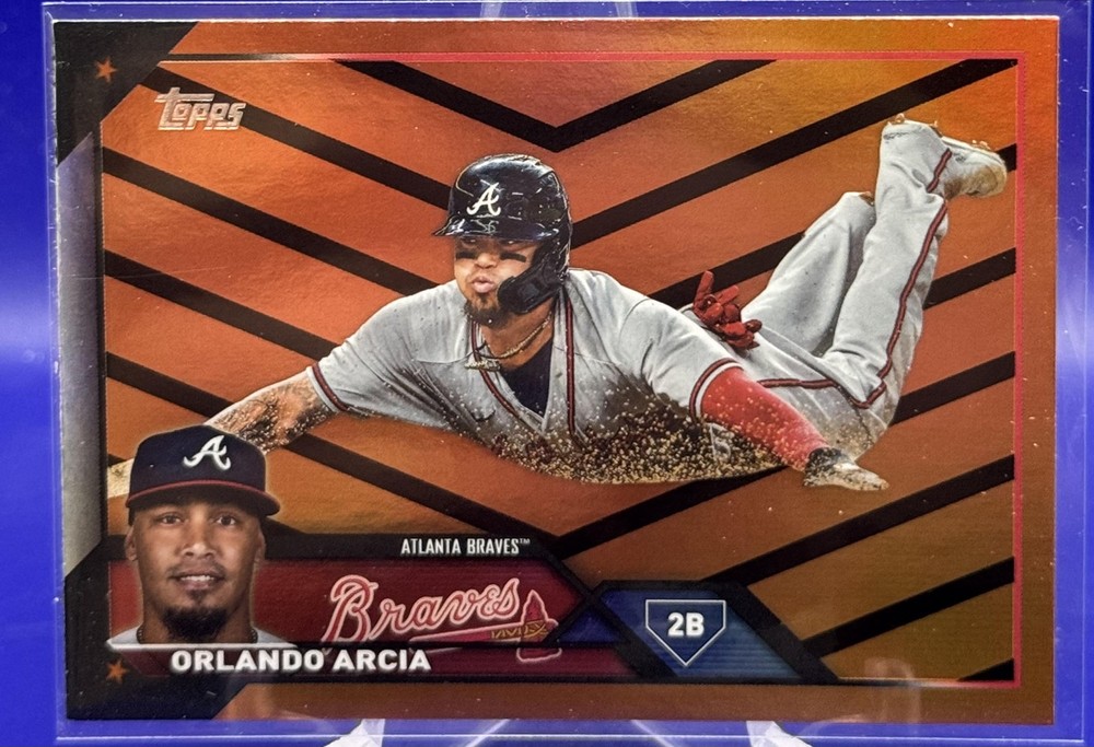 2023 Topps Update Orlando Arcia #US234 Orange and Black Foil Atlanta Braves
