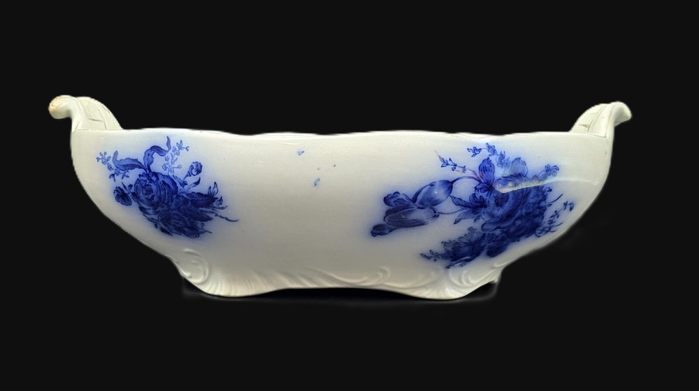 Antique Johnson Bros. Dresdon Royal Flow Blue Two-Handled Dish 11