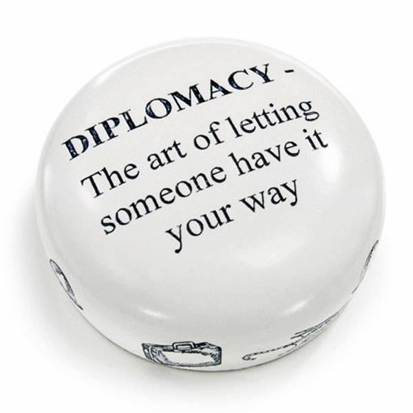 ART OF DIPLOMACY SCRIMSHAW INSPIRED PAPERWEIGHT