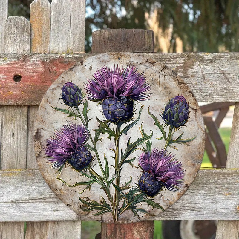Vintage Scottish Dandelion Round Aluminum Art - Waterproof Home Wall Decor