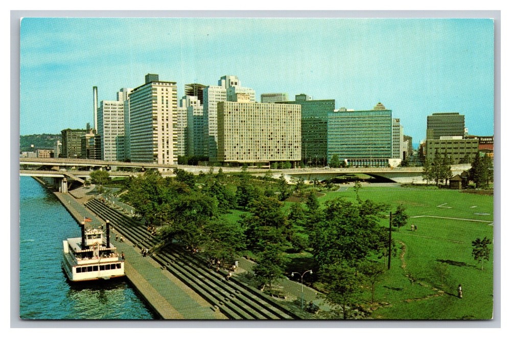 Pittsburgh PA Pennsylvania Aerial View Gateway Clipper Center River Postcard