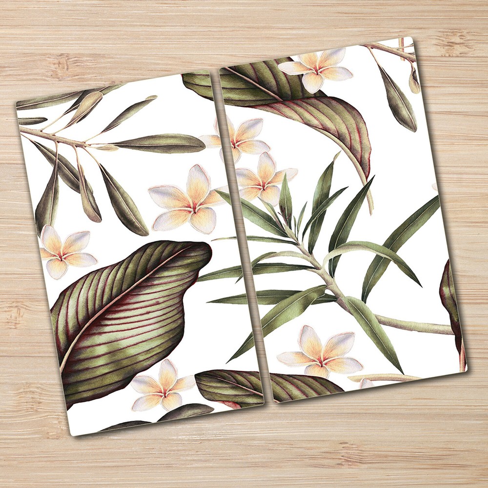 Glass Chopping Cutting Board Tropical Flowers Floral Leaves Tropical 2x30x52