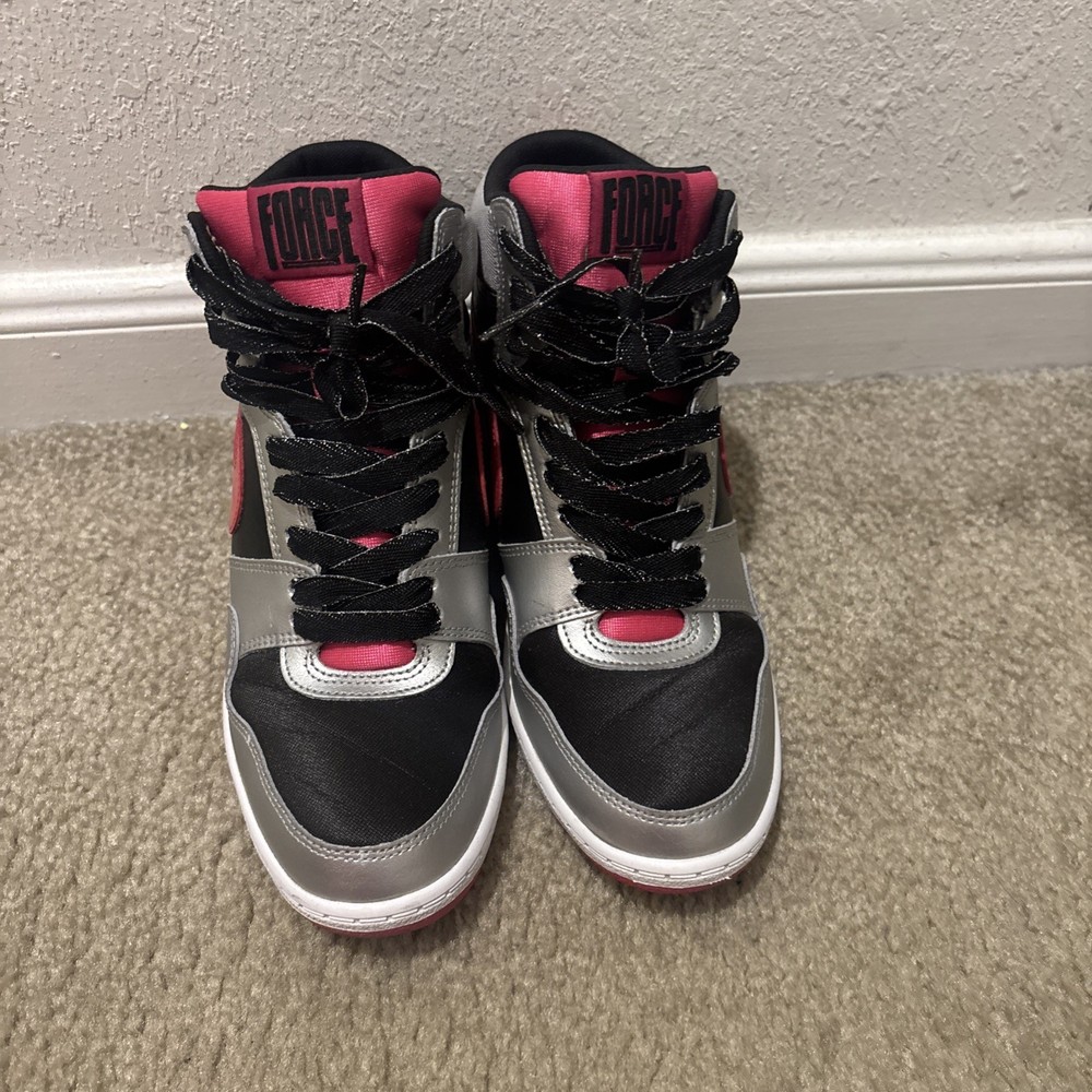 Size 9, Nike dunks Sky, High Wedge Sneakers Women’s Pink, Silver Black ￼￼