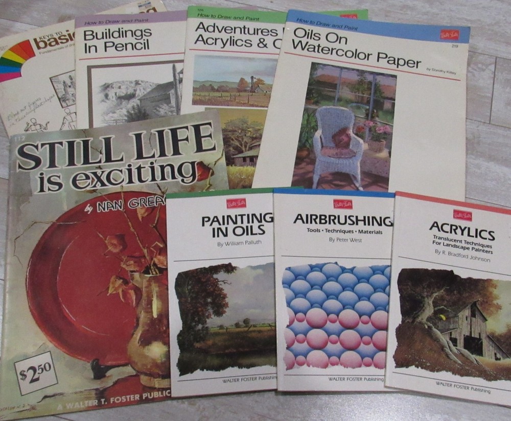 Walter Foster Art Drawing Painting Instruction Lot 8 Books Acrylic Oil Drawing