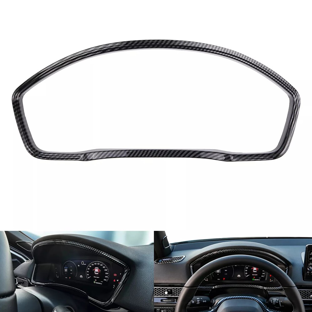 1x Carbon Fiber Dashboard Frame Decor Cover Trim For Honda Civic 11th Gen 22-24