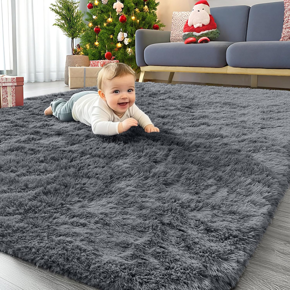 Area Rugs for Living Room Bedroom, Machine Washable 4X5.9 Ft Soft Fluffy Shaggy