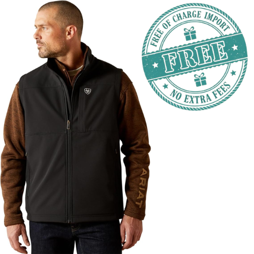 Ariat Men's Vernon Black Softshell Vest Fleece lining for Warmth Hi Winter