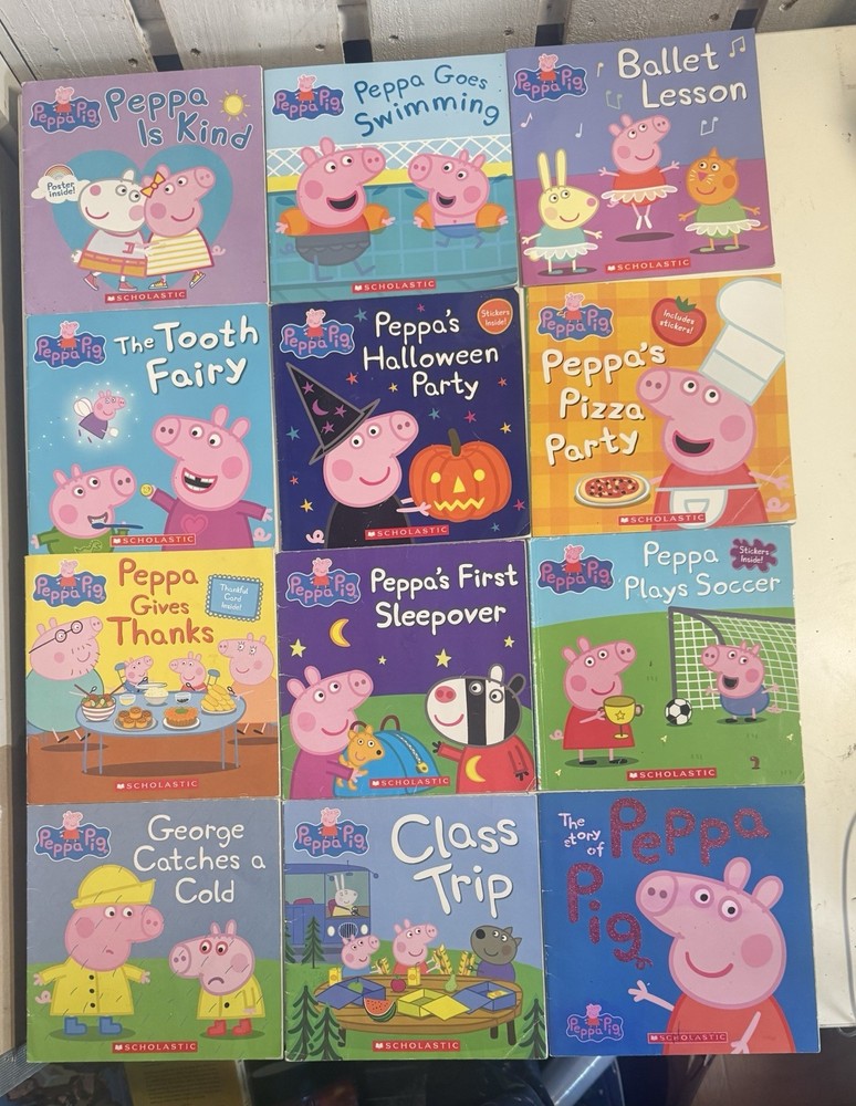 Peppa Pig Scholastic Book Lot 15 Titles Pizza Party Sleepover Soccer