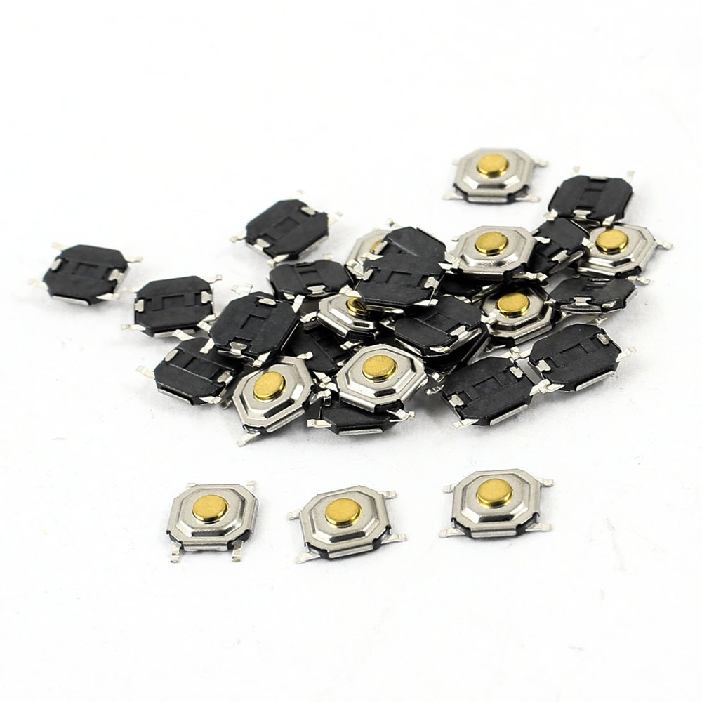 30Pcs 4x4mm SMD Tactile Switches 4-Pin SPST Momentary PCB Push Button